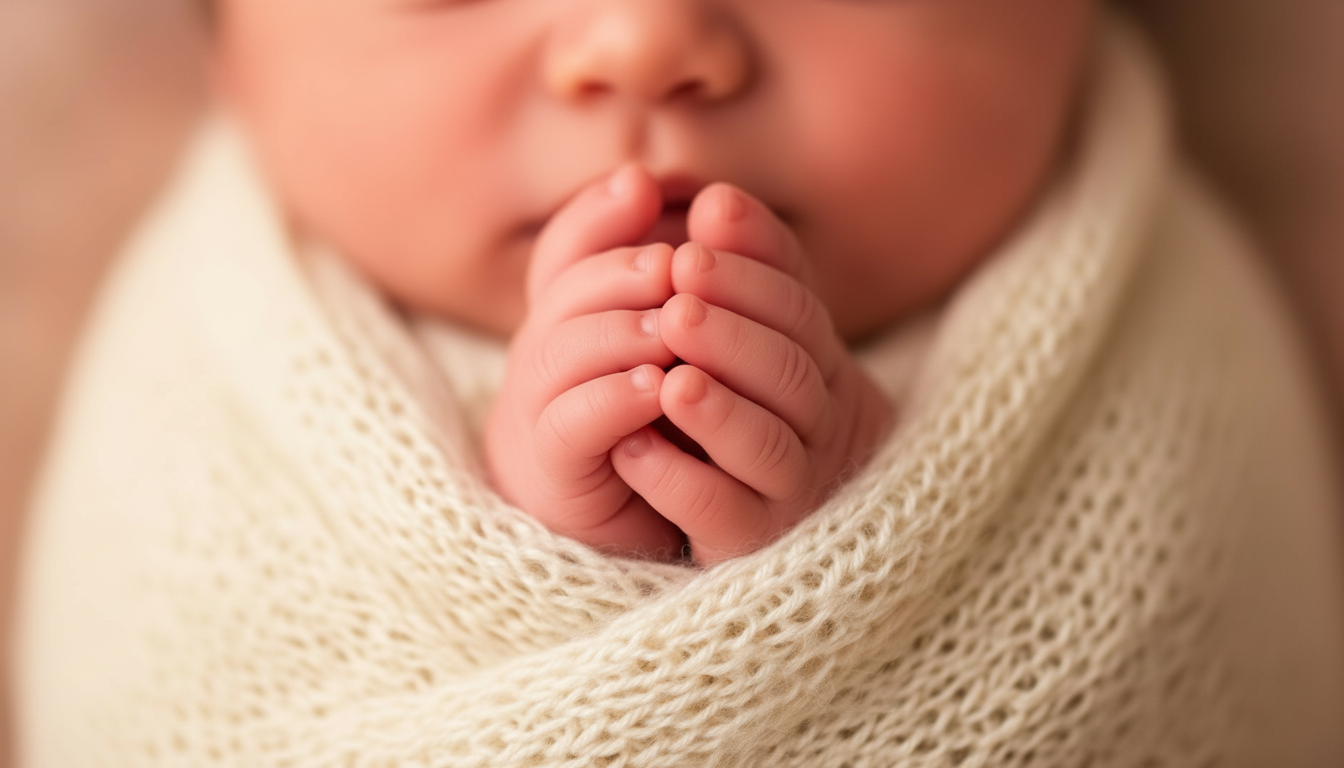 Newborn baby wrapped in a soft blanket